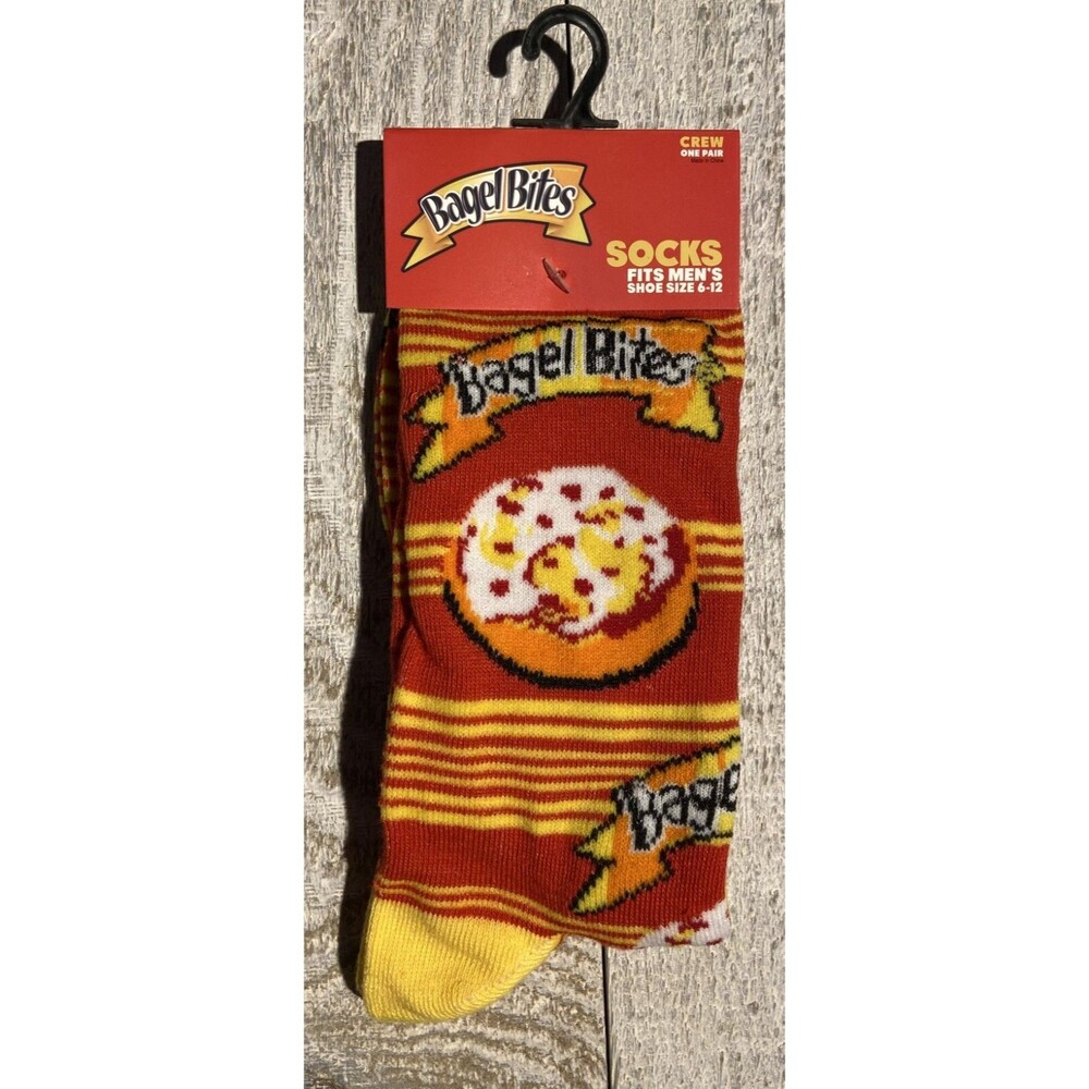Bagel Bites Print Novelty Crew Socks - Men’s Size 6-12 - D040